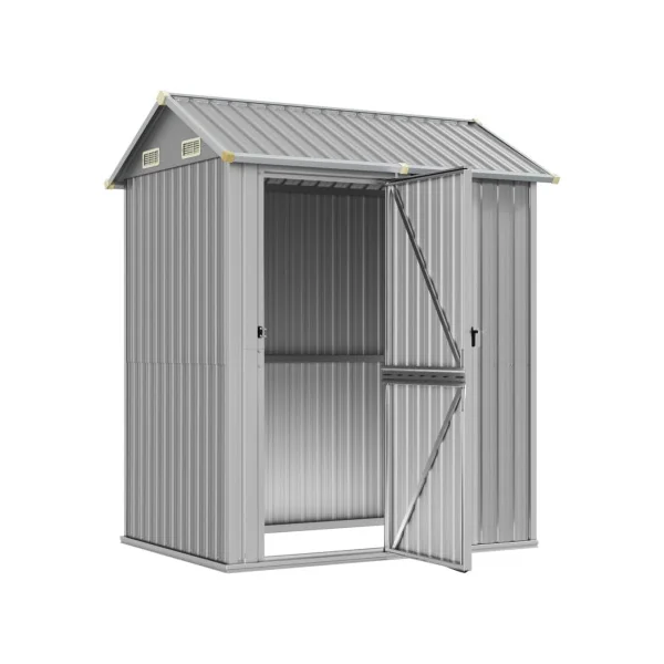 Abri de Jardin en Métal Galvanisé 2,91 m² Gris Abri Métallique Stockage Bois Outillage