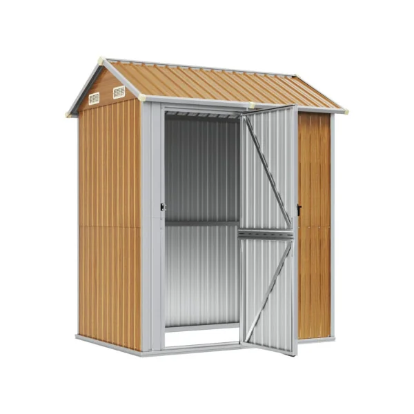 Abri de Jardin en Métal Galvanisé 2,91 m² Imitation Bois Abri Métallique Stockage Bois Outillage