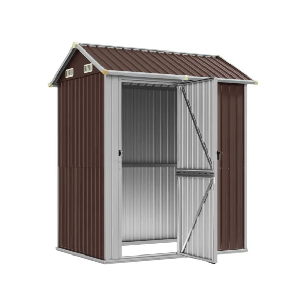 Abri de Jardin en Métal Galvanisé 2,91 m² Marron Abri Métallique Stockage Bois Outillage