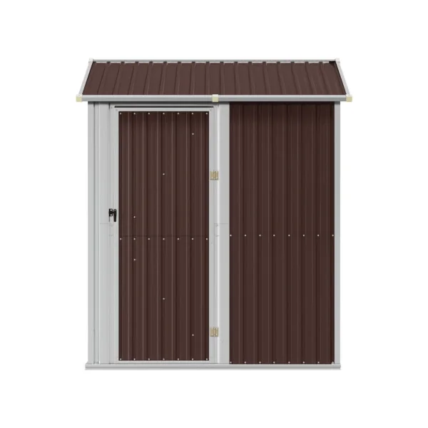Abri de Jardin en Métal Galvanisé 2,91 m² Marron Abri Métallique Stockage Bois Outillage