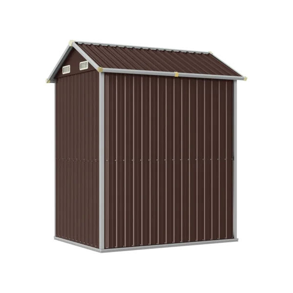 Abri de Jardin en Métal Galvanisé 2,91 m² Marron Abri Métallique Stockage Bois Outillage