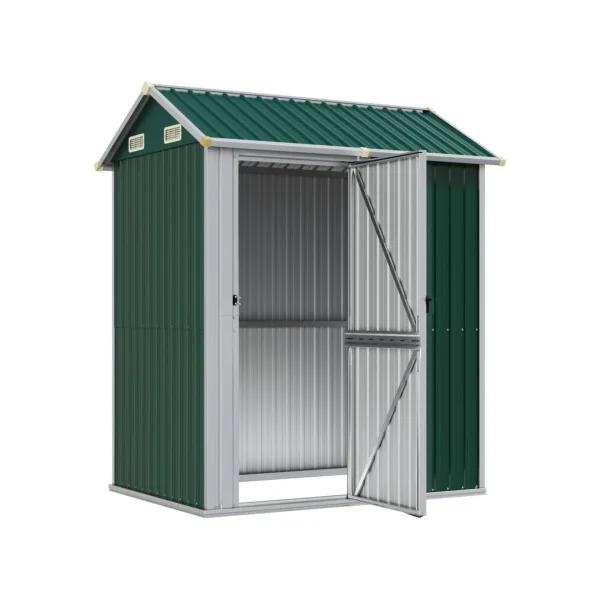 Abri de Jardin en Métal Galvanisé 2,91 m² Vert Abri Métallique Stockage Bois Outillage