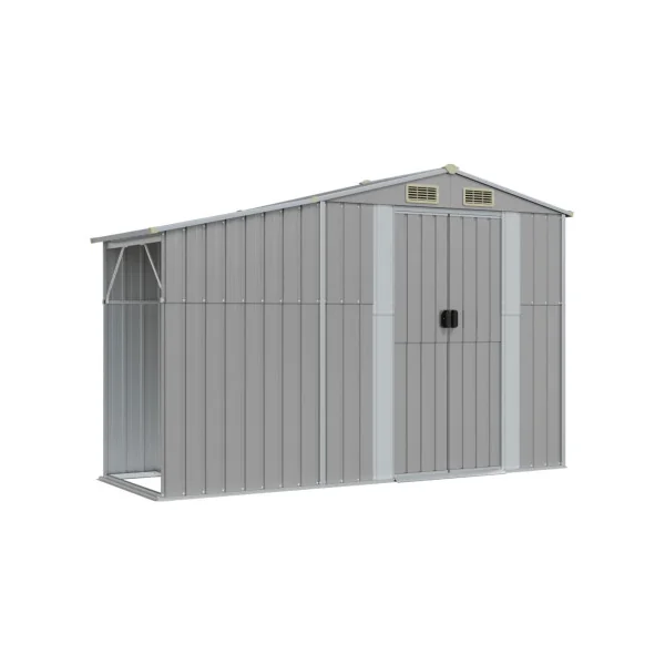 Abri de jardin en Métal Gris 2,57m² + Bûcher Abri Métallique de rangement