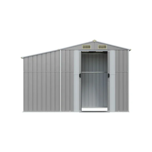 Abri de jardin en Métal Gris 2,57m² + Bûcher Abri Métallique de rangement