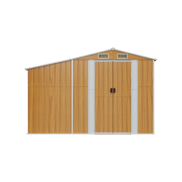 Abri de jardin en Métal Imitation Bois 2,57m² + Bûcher Abri Métallique de rangement