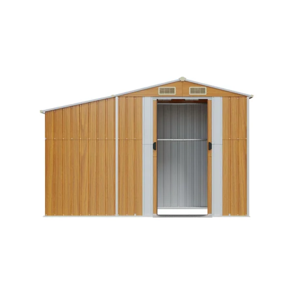 Abri de jardin en Métal Imitation Bois 2,57m² + Bûcher Abri Métallique de rangement