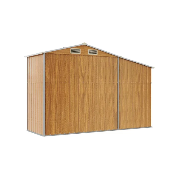 Abri de jardin en Métal Imitation Bois 2,57m² + Bûcher Abri Métallique de rangement