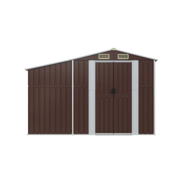 Abri de jardin en Métal Marron 2,57m² + Bûcher Abri Métallique de rangement