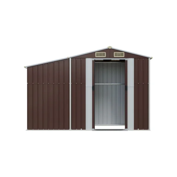 Abri de jardin en Métal Marron 2,57m² + Bûcher Abri Métallique de rangement