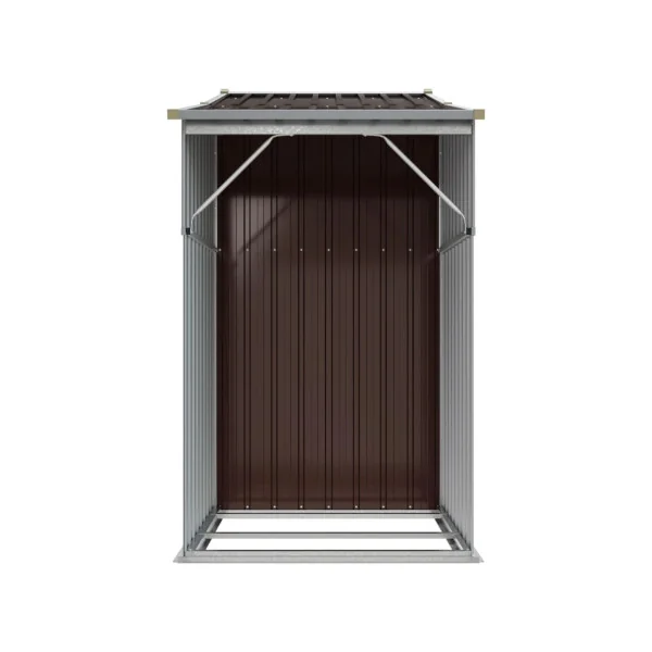 Abri de jardin en Métal Marron 2,57m² + Bûcher Abri Métallique de rangement