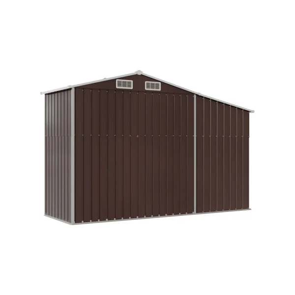 Abri de jardin en Métal Marron 2,57m² + Bûcher Abri Métallique de rangement