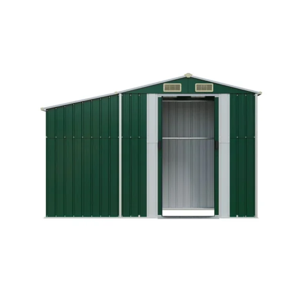 Abri de jardin en Métal Vert 2,57m² + Bûcher Abri Métallique de rangement