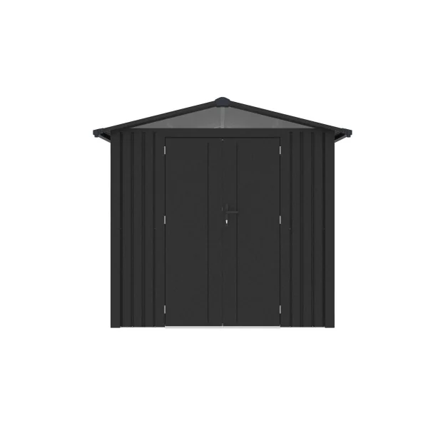 Abri de Jardin métal Anthracite HAUT DE GAMME Double Pente 5,56 m² + Kit Ancrage Abri métallique