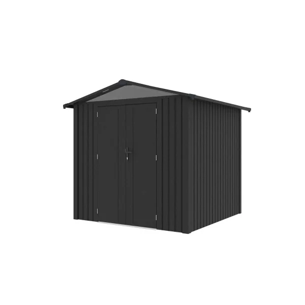 Abri de Jardin métal Anthracite HAUT DE GAMME Double Pente 5,56 m² + Kit Ancrage Abri métallique