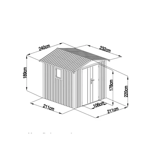 Abri de Jardin métal Anthracite HAUT DE GAMME Double Pente 5,56 m² + Kit Ancrage Abri métallique