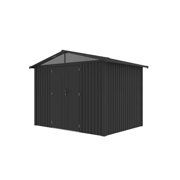 Abri de Jardin métal Anthracite HAUT DE GAMME Double Pente 7,05 m² + Kit Ancrage Abri métallique