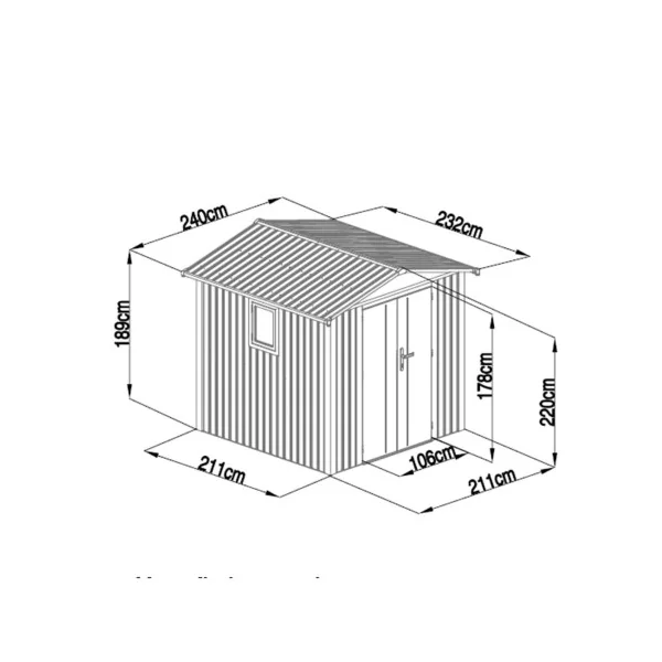 Abri de Jardin métal Anthracite HAUT DE GAMME Double Pente 7,05 m² + Kit Ancrage Abri métallique
