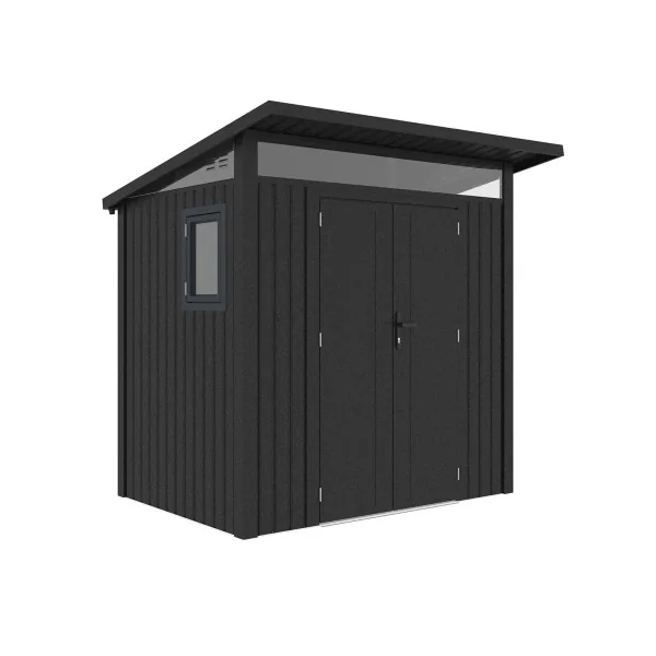 Abri de Jardin métal Anthracite HAUT DE GAMME Monopente 4,22 m² + Kit Ancrage Abri métallique