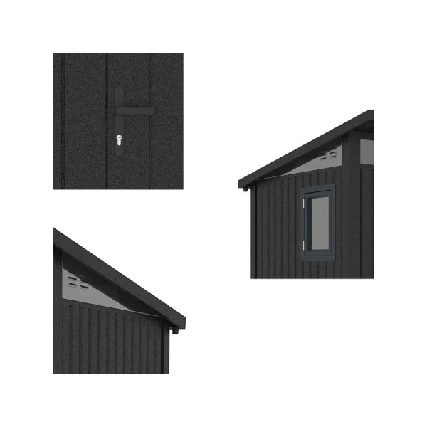 Abri de Jardin métal Anthracite HAUT DE GAMME Monopente 4,22 m² + Kit Ancrage Abri métallique