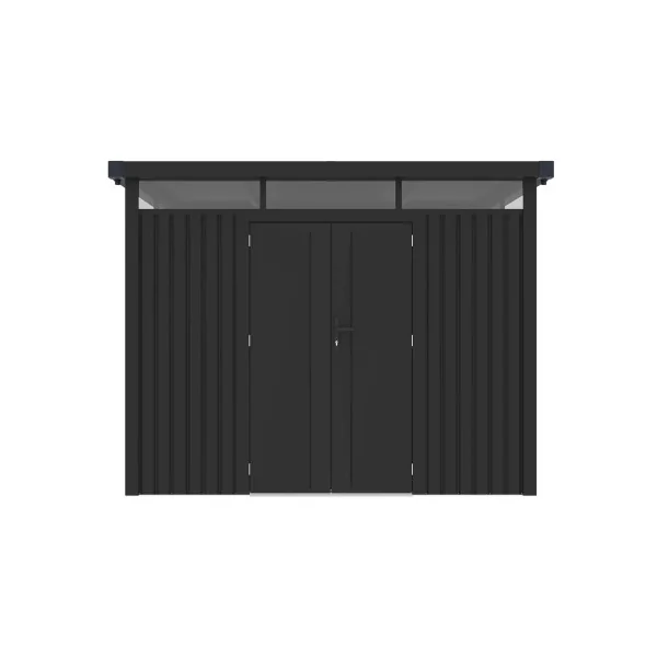 Abri de Jardin métal Anthracite HAUT DE GAMME Monopente 6,76 m² + Kit Ancrage Abri métallique
