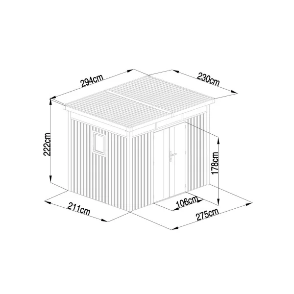 Abri de Jardin métal Anthracite HAUT DE GAMME Monopente 6,76 m² + Kit Ancrage Abri métallique