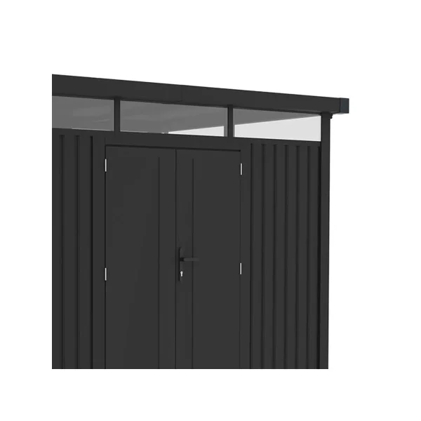 Abri de Jardin métal Anthracite HAUT DE GAMME Monopente 8,64 m² + Kit Ancrage Abri métallique