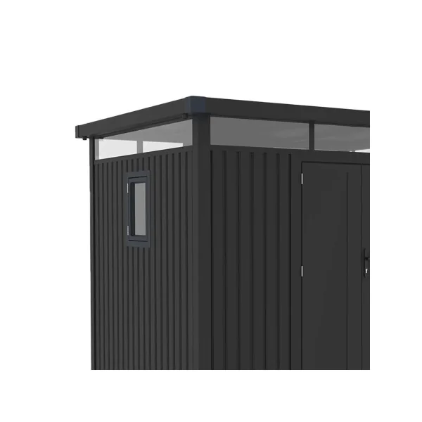 Abri de Jardin métal Anthracite HAUT DE GAMME Monopente 8,64 m² + Kit Ancrage Abri métallique