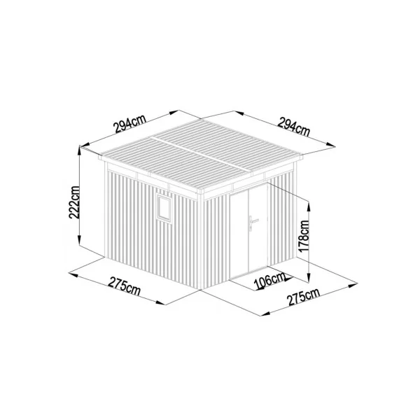 Abri de Jardin métal Anthracite HAUT DE GAMME Monopente 8,64 m² + Kit Ancrage Abri métallique