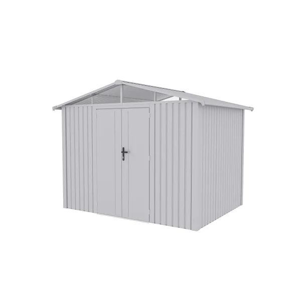 Abri de Jardin métal Blanc Alu HAUT DE GAMME Double Pente 7,05 m² + Kit Ancrage Abri métallique