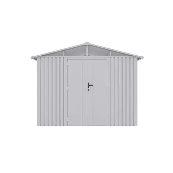 Abri de Jardin métal Blanc Alu HAUT DE GAMME Double Pente 7,05 m² + Kit Ancrage Abri métallique