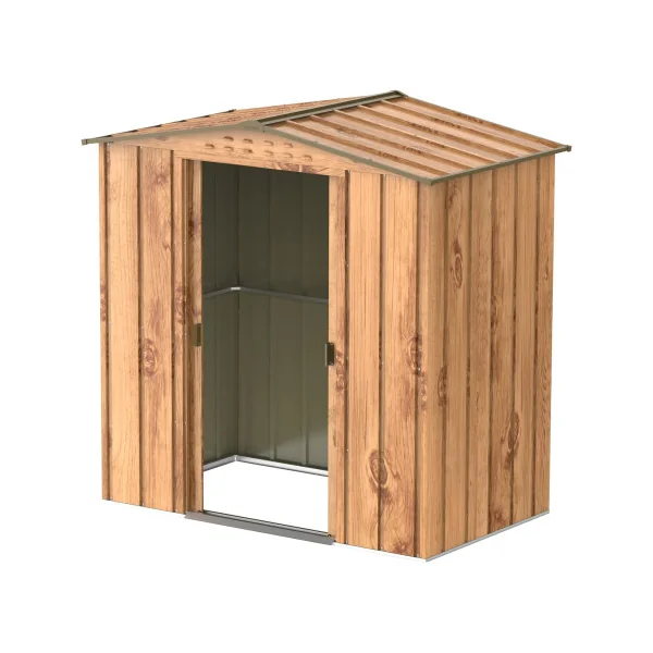 Abri de Jardin Métal Imitation Bois 2,47 m² + kit ancrage Abri Métallique Stockage Bois outillage