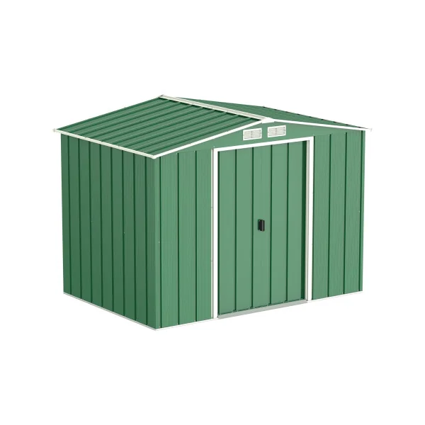 Abri de Jardin Métal Vert 4,76 m² + kit ancrage Abri Métallique Stockage Bois outillage