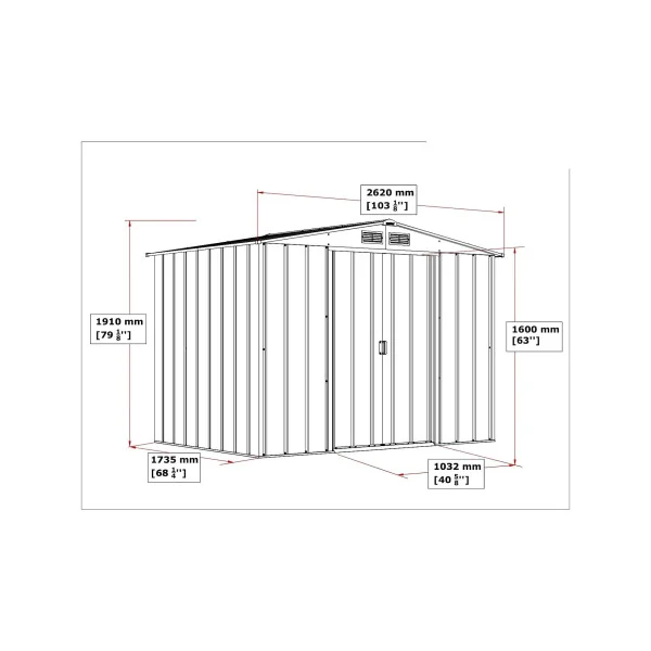 Abri de Jardin Métal Vert 4,76 m² + kit ancrage Abri Métallique Stockage Bois outillage
