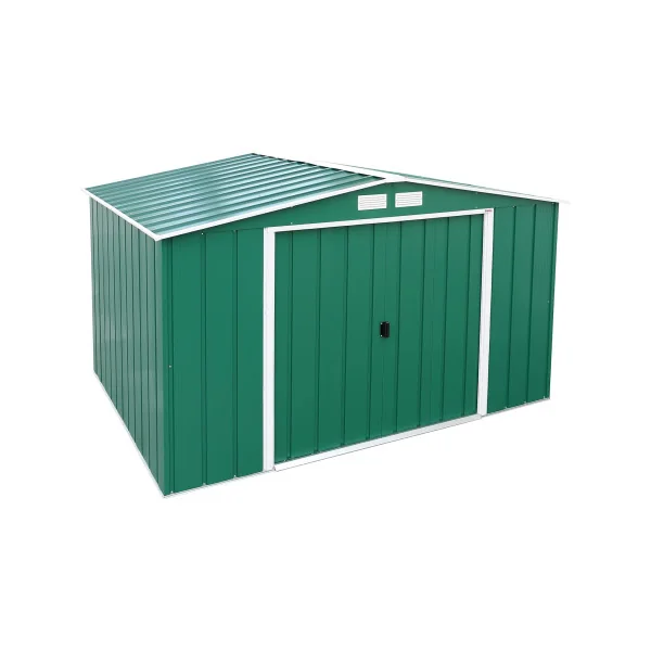 Abri de Jardin Métal Vert 7,75 m² + kit ancrage Abri Métallique Stockage Bois outillage