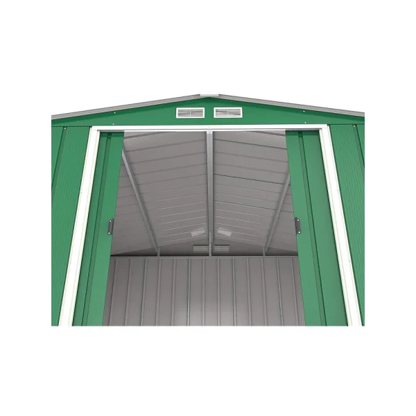 Abri de Jardin Métal Vert 9,69 m² + kit ancrage Abri Métallique Stockage Bois outillage