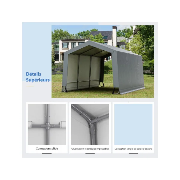 Abri Garage Voiture 290x490 cm Tente de Stockage en Acier Abri de Voiture Toutes Saisons pour SUV Bateau