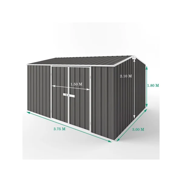 Abri Métal Gris Ardoise 11,25 m2 Haute Qualité Large Porte Abri Jardin Métallique