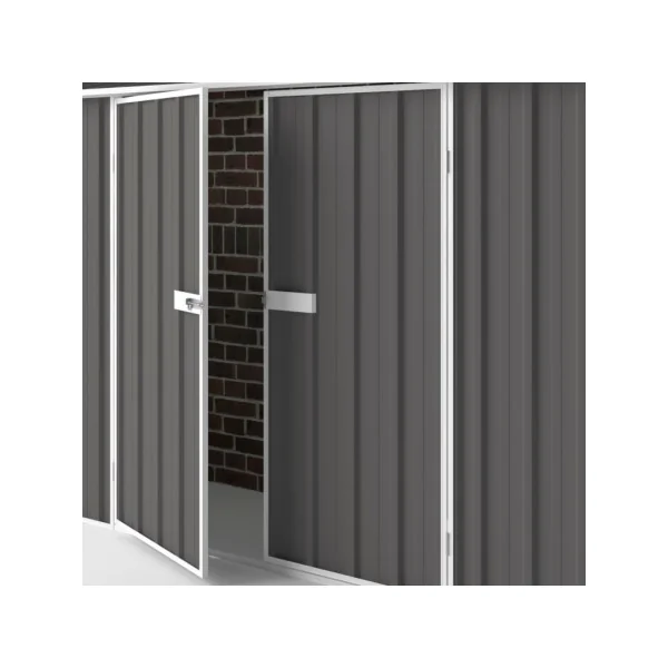 Abri Métal Gris Ardoise 2,25 m² A Adosser à Un Mur Haute Qualité Large Porte Armoire Jardin Métallique
