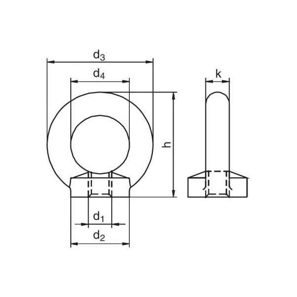 Anneau de levage M6 CMU 80kg - DIN 580 - galvanisé noir