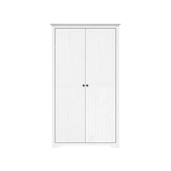 Armoire Blanche 2 Portes en Pin Massif Dressing Blanc Armoire Chambre Moderne