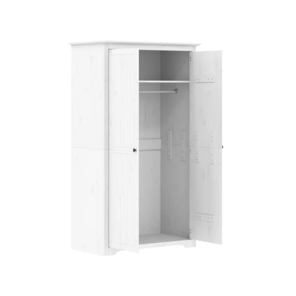 Armoire Blanche 2 Portes en Pin Massif Dressing Blanc Armoire Chambre Moderne