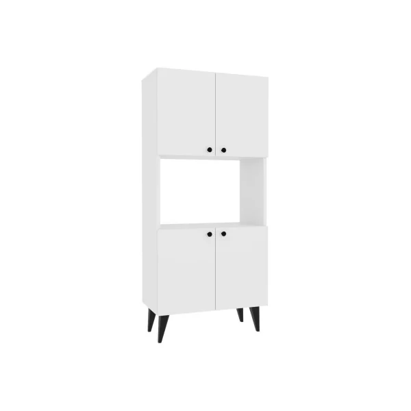 Armoire Blanche 4 Portes 5 Etagères Meuble de Rangement Salon Chambre
