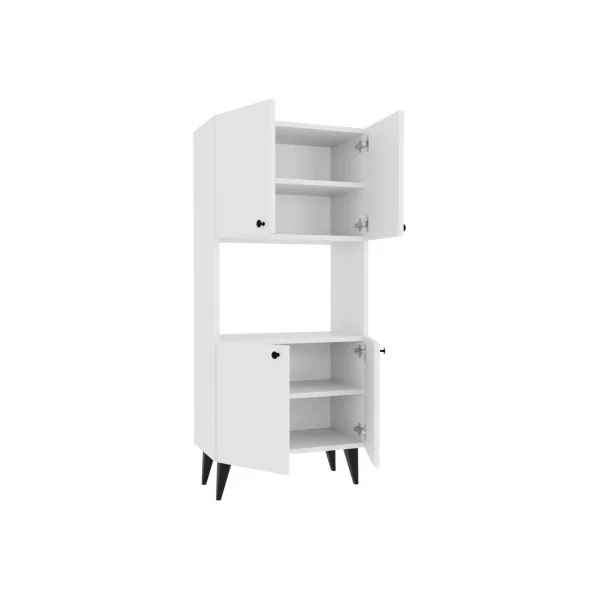 Armoire Blanche 4 Portes 5 Etagères Meuble de Rangement Salon Chambre