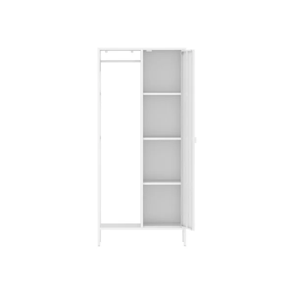 Armoire Blanche en Acier Penderie Ouverte Chambre 4 Etagères