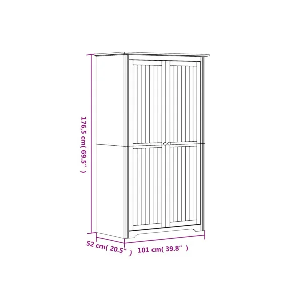 Armoire Blanche et Bois 2 Portes en Pin Massif Dressing Blanc Armoire Chambre Moderne