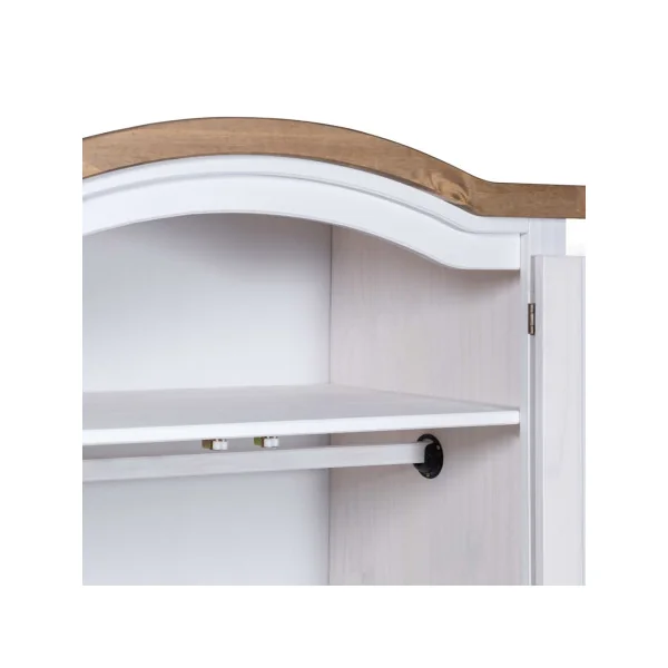 Armoire Bois de Pin Blanc et Marron 2 Portes Dressing Armoire Chambre Garde Robe
