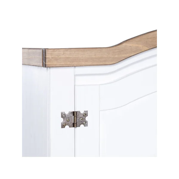 Armoire Bois de Pin Blanc et Marron 2 Portes Dressing Armoire Chambre Garde Robe