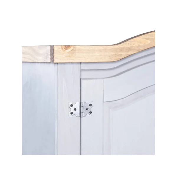 Armoire Bois de Pin Gris et Marron 2 Portes Dressing Armoire Chambre Garde Robe
