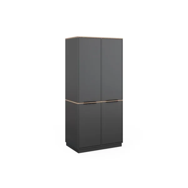 Armoire Chambre Anthracite et Chêne Armoire avec 14 Etagères Rangement Vêtement Dressing