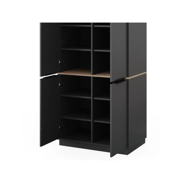 Armoire Chambre Anthracite et Chêne Armoire avec 14 Etagères Rangement Vêtement Dressing